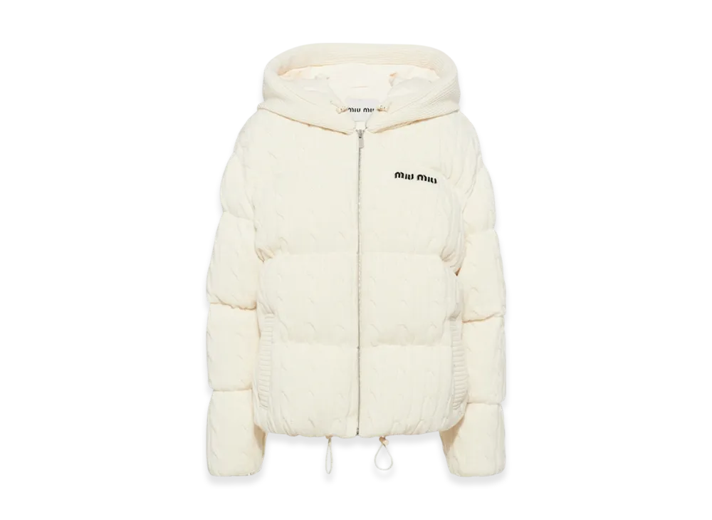 MIU MIU Women's Padded Cashmere Wool Down Jacket "Natural"