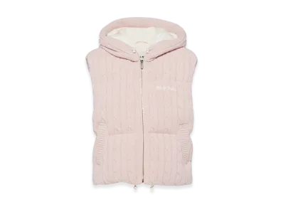 MIU MIU Women's Padded Cashmere Wool Down Vest "Pink"