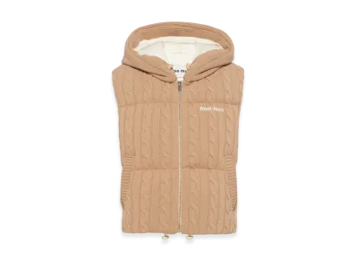 MIU MIU Women's Padded Cashmere Wool Down Vest "Albino White"