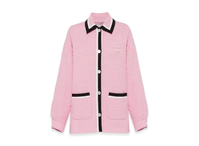 MIU MIU Women's Tweed Blouson Jacket "Pink"