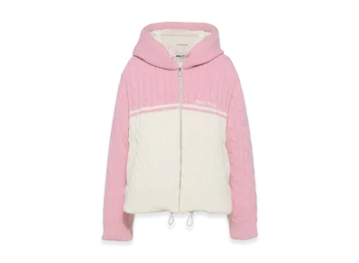 MIU MIU Women's Cashmere Wool Down Jacket "Pink/White"