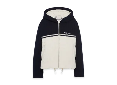 MIU MIU Women's Cashmere Wool Down Jacket "Blue/White"