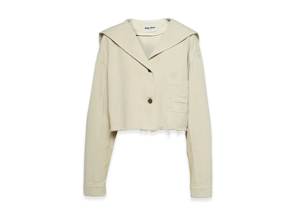 MIU MIU Women's Drill Blouson Jacket "Chalk White"