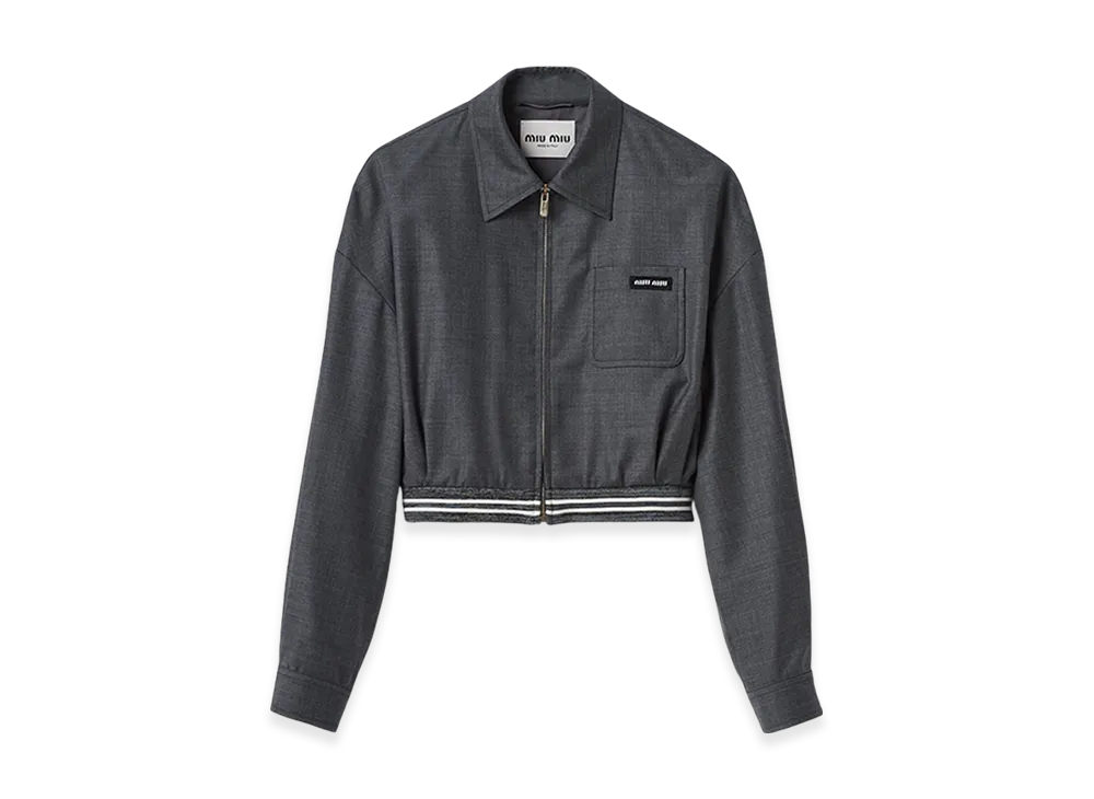 MIU MIU Women's Grisaille Blouson Jacket "Slate Gray"