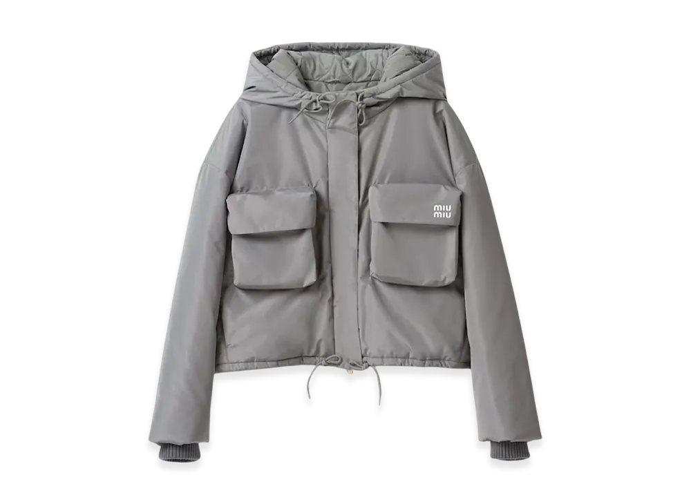 MIU MIU Women's Technical Fabric Blouson Jacket "Lead Gray"