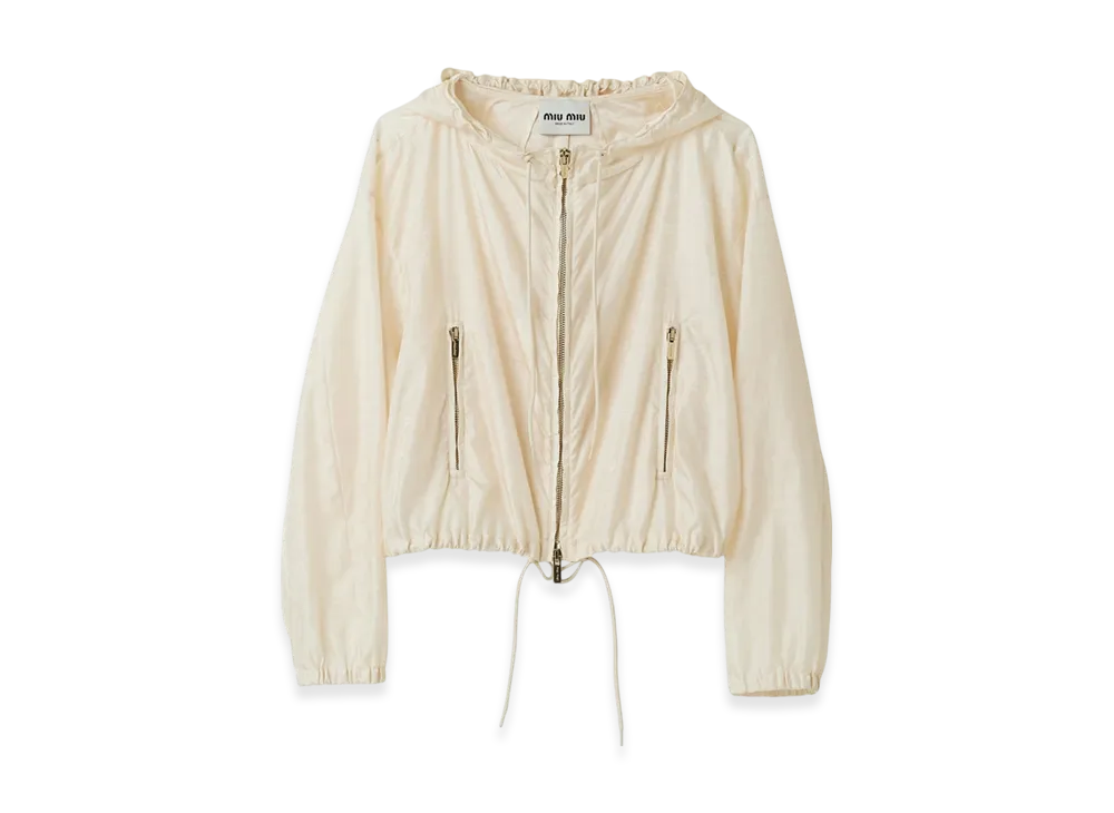 MIU MIU Women's Nylon Blouson Jacket "Ivory"
