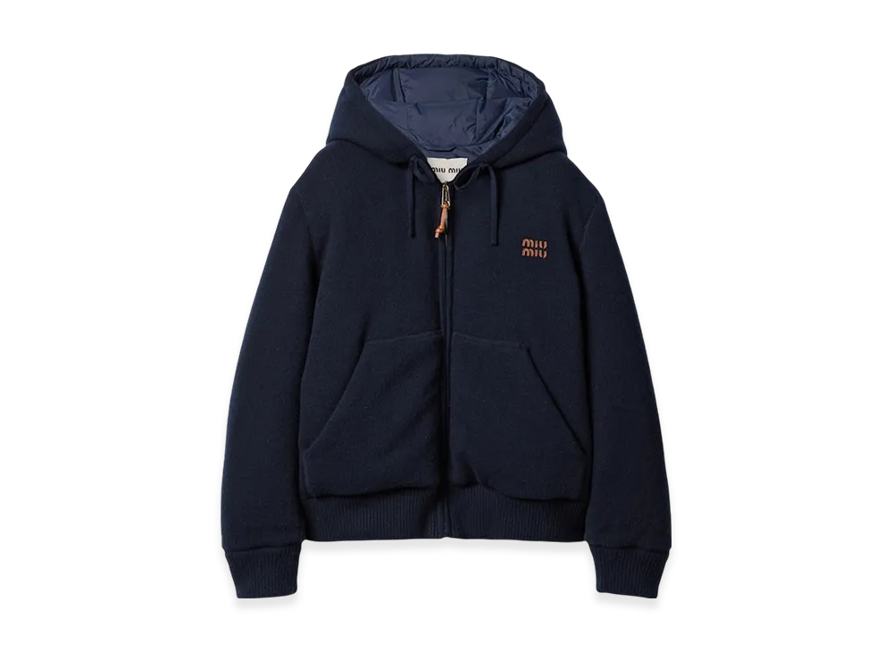 MIU MIU Women's Wool and Cashmere Down Jacket "Blue"