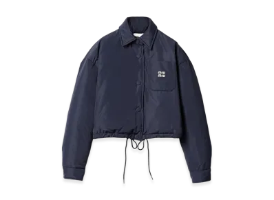 MIU MIU Women's Technical Ponge Crop Down Jacket "Blue"