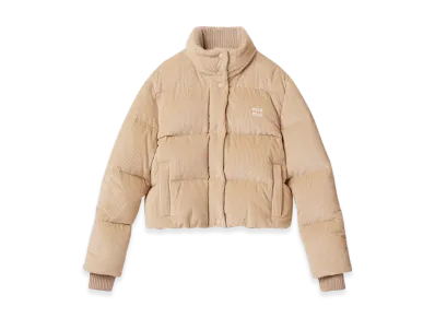 MIU MIU Women's Velvet Down Jacket "Sand Beige"