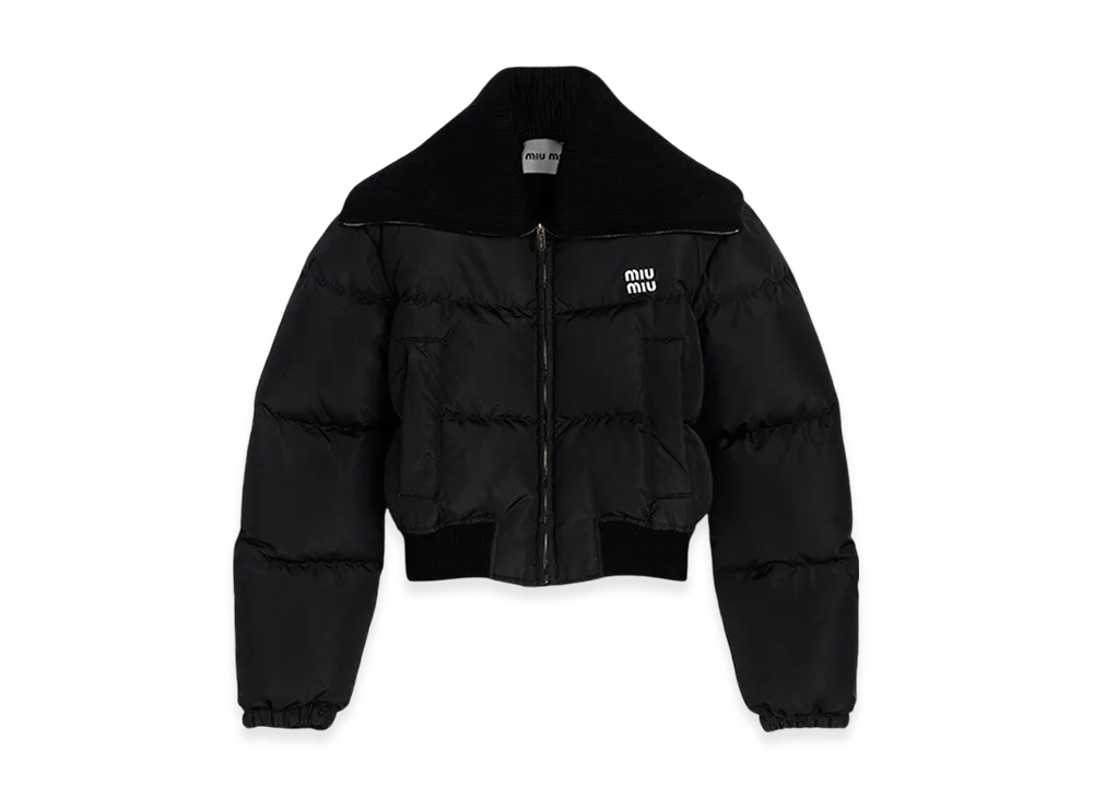MIU MIU Women's Cropped Technical Fabric Down Jacket "Black"