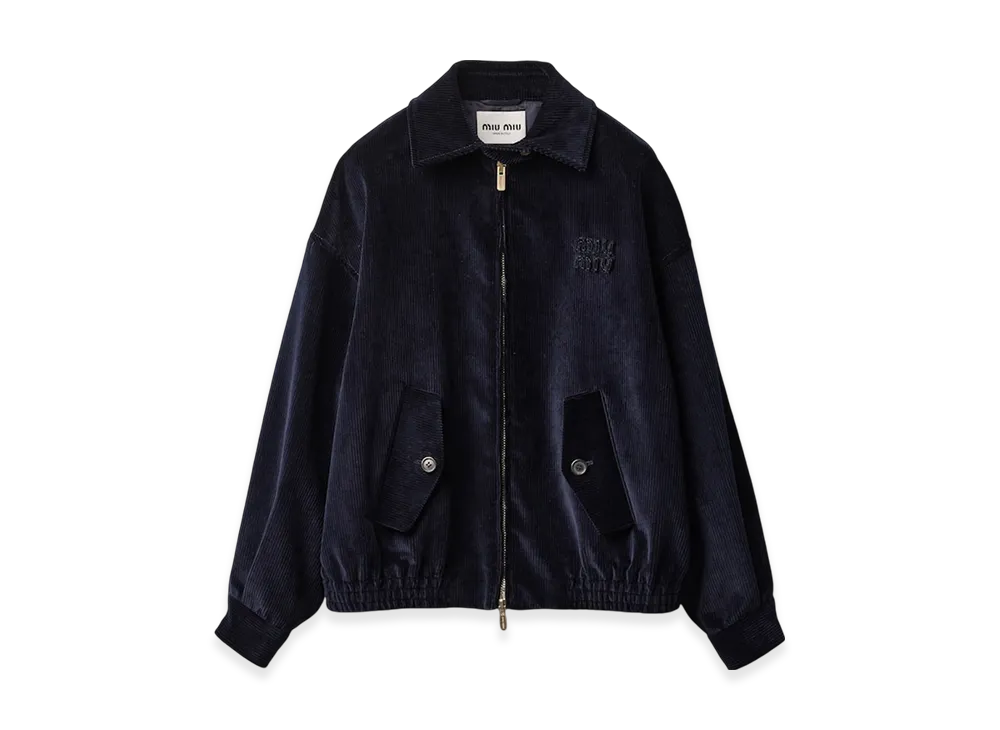MIU MIU Women's Corduroy Blouson Jacket "Navy"