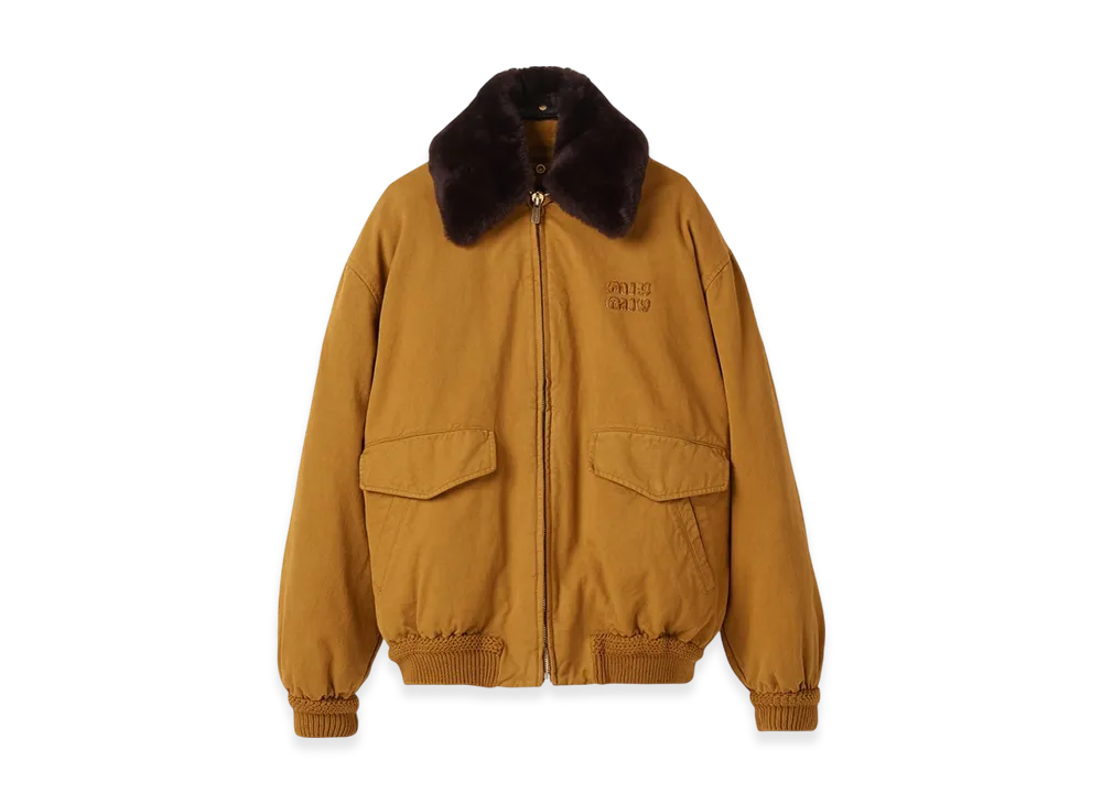 MIU MIU Women's Gabardine Down Jacket "Ochre"