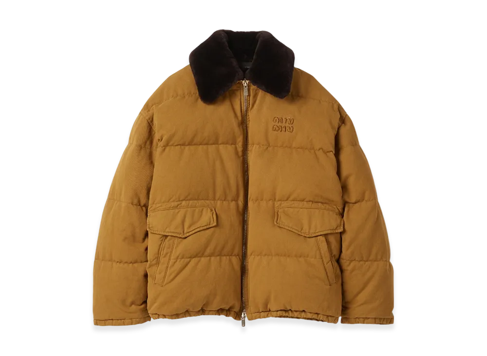 MIU MIU Women's Gabardine Down Jacket "Ochre"