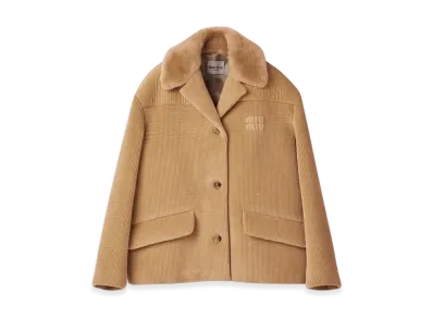 MIU MIU Women's Corduroy Blouson Jacket "Camel Brown"