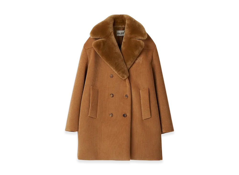 MIU MIU Women's Corduroy Blouson Jacket "Camel Brown"