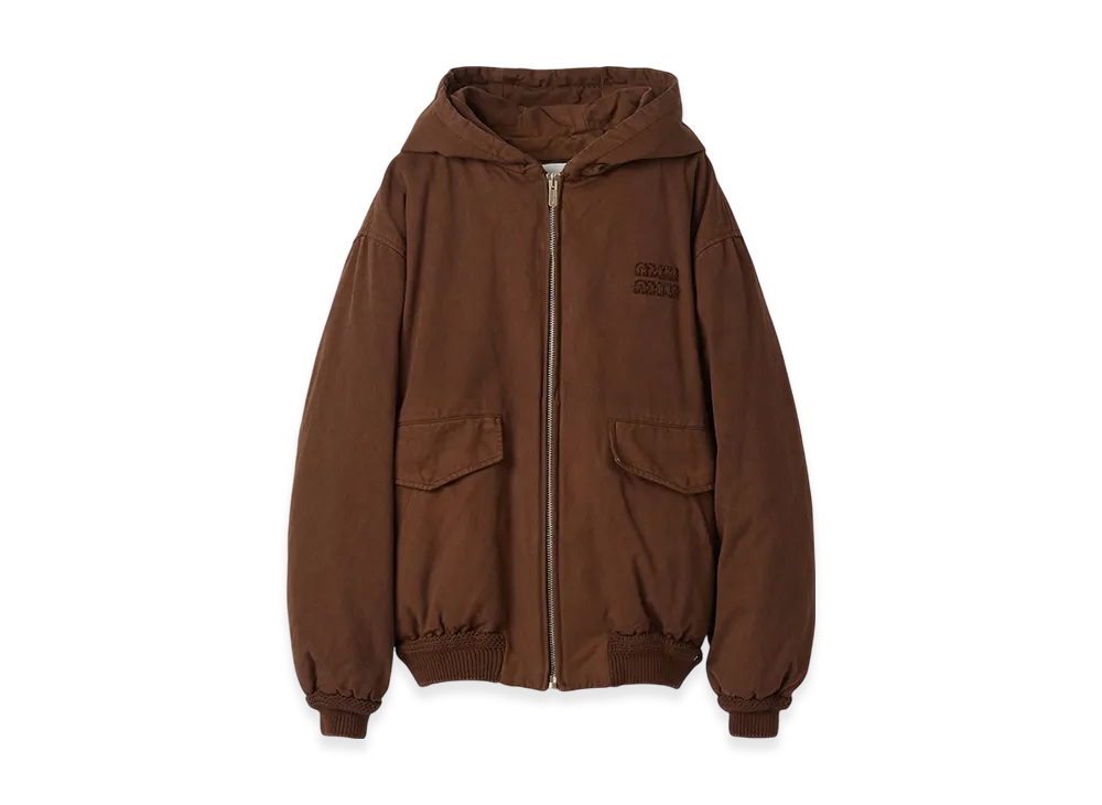 MIU MIU Women's Gabardine Down Jacket "Cocoa Brown"