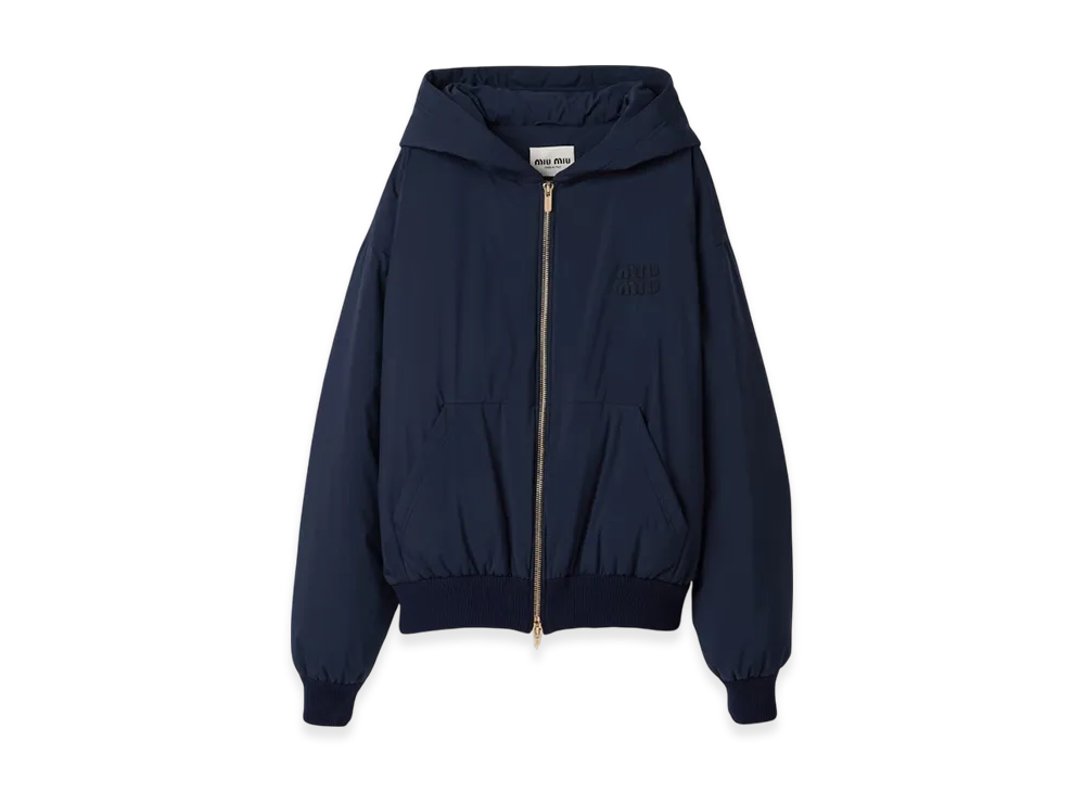 MIU MIU Women's Technical Ponge Blouson Jacket "Navy"