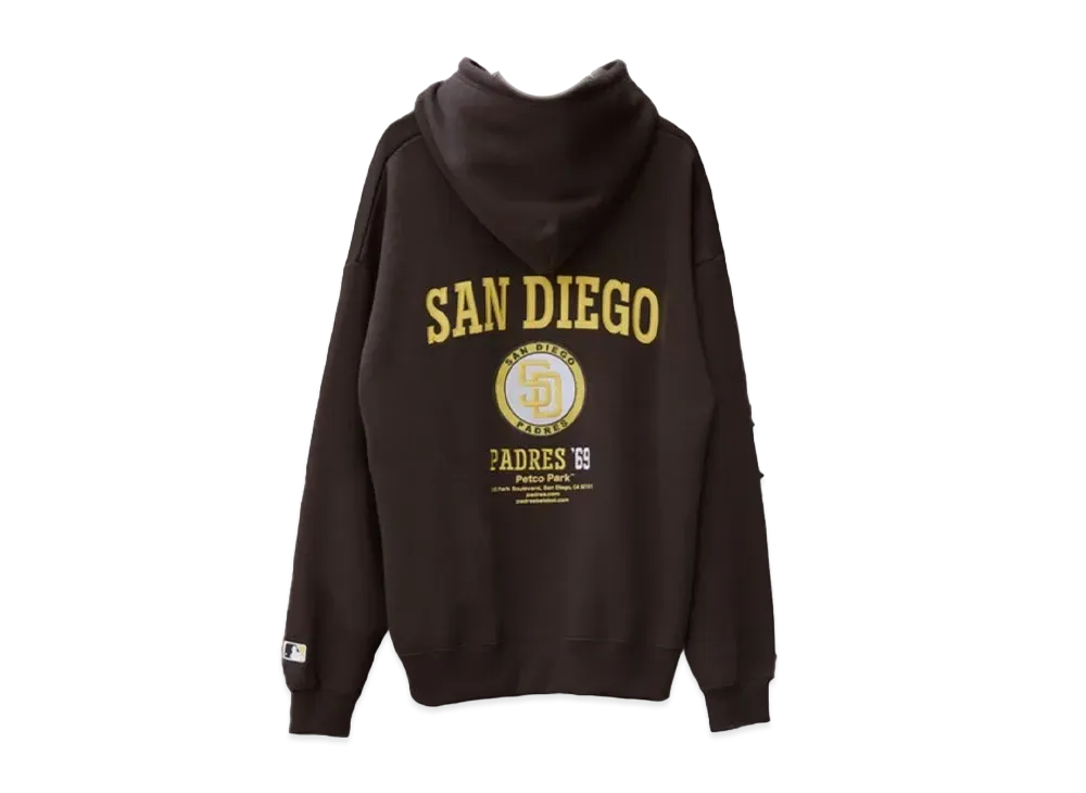 MLB Exclusive Logo Embroidery Back Design Big Silhouette Brushed Lining Pullover Hoodie "Dark Brown"