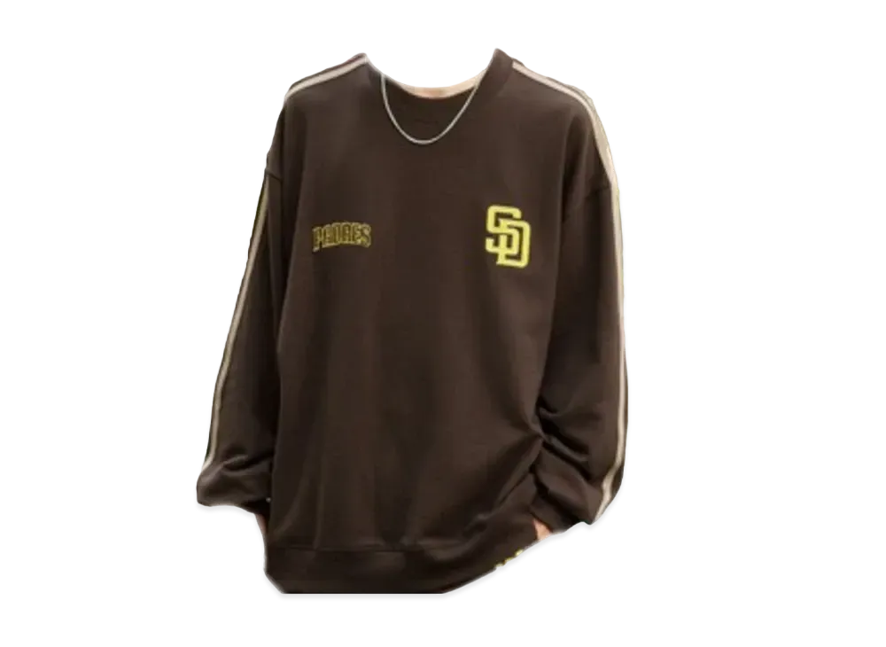 MLB Exclusive Set Up Patch Embroidery Side Line Big Silhouette Pullover Sweatshirt & Sweatpants "Dark Brown"