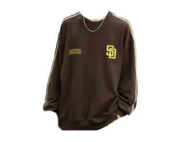 MLB Exclusive Set Up Patch Embroidery Side Line Big Silhouette Pullover Sweatshirt & Sweatpants "Dark Brown"