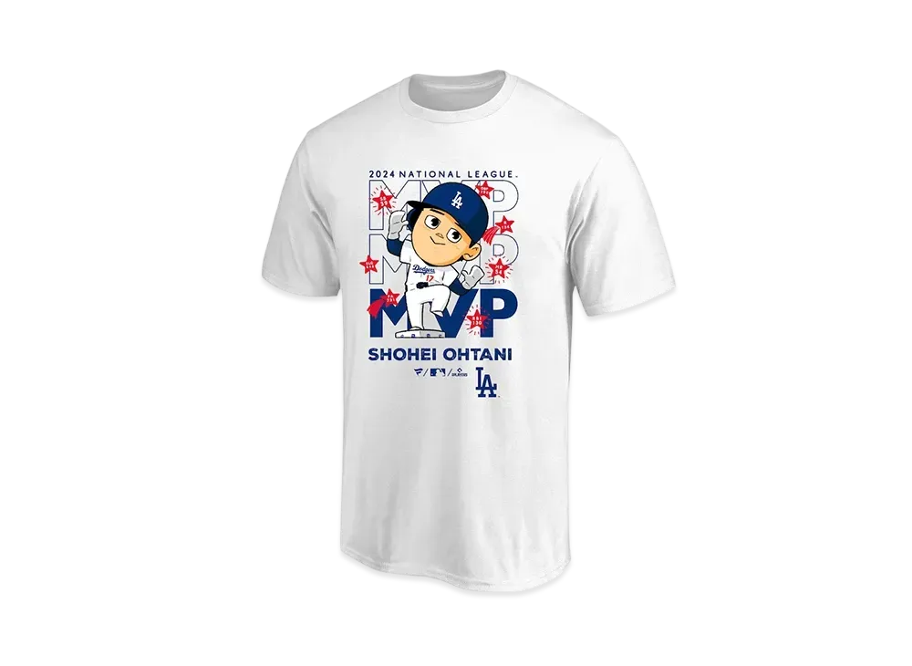 MLB Fanatics Dodgers Shohei Ohtani National League MVP 2024 Award Commemoration Illustration T-Shirt Kids "White"