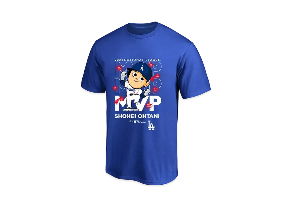MLB Fanatics Dodgers Shohei Ohtani National League MVP 2024 Award Commemoration Illustration T-Shirt Kids "Blue"