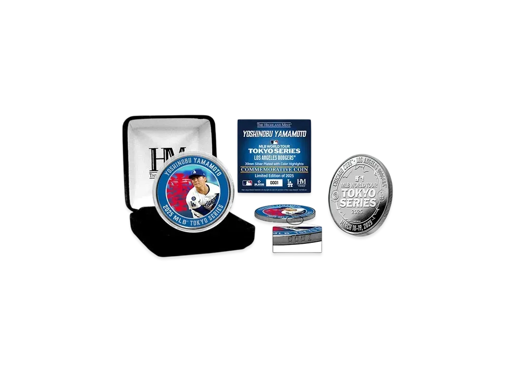 MLB The Highland Mint Tokyo Series Opening Game Dodgers Yoshinobu Yamamoto Silver Coin Memorabilia