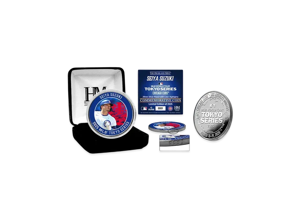 MLB The Highland Mint Tokyo Series Opening Game Cubs Seiya Suzuki Silver Coin Memorabilia