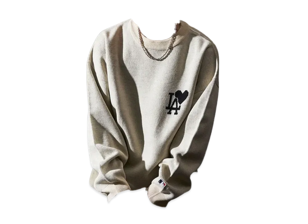 MLB Heart Logo Jacquard Knit "Ivory"