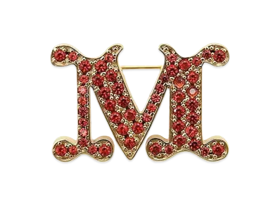 Max Mara Women's Facella Crystal Monogram Brooch "Red"