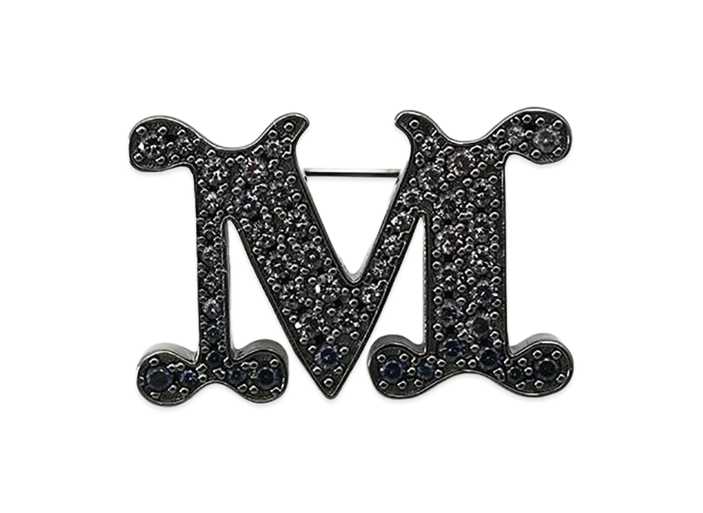 Max Mara Women's Facella Crystal Monogram Brooch "Black"