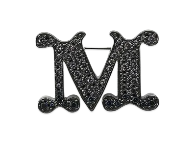 Max Mara Women's Facella Crystal Monogram Brooch "Black"