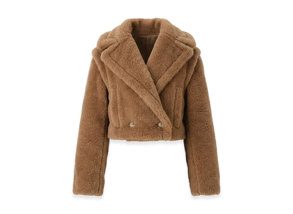 Max Mara Women's Santos Teddy Bear Cropped Jacket "Camel"