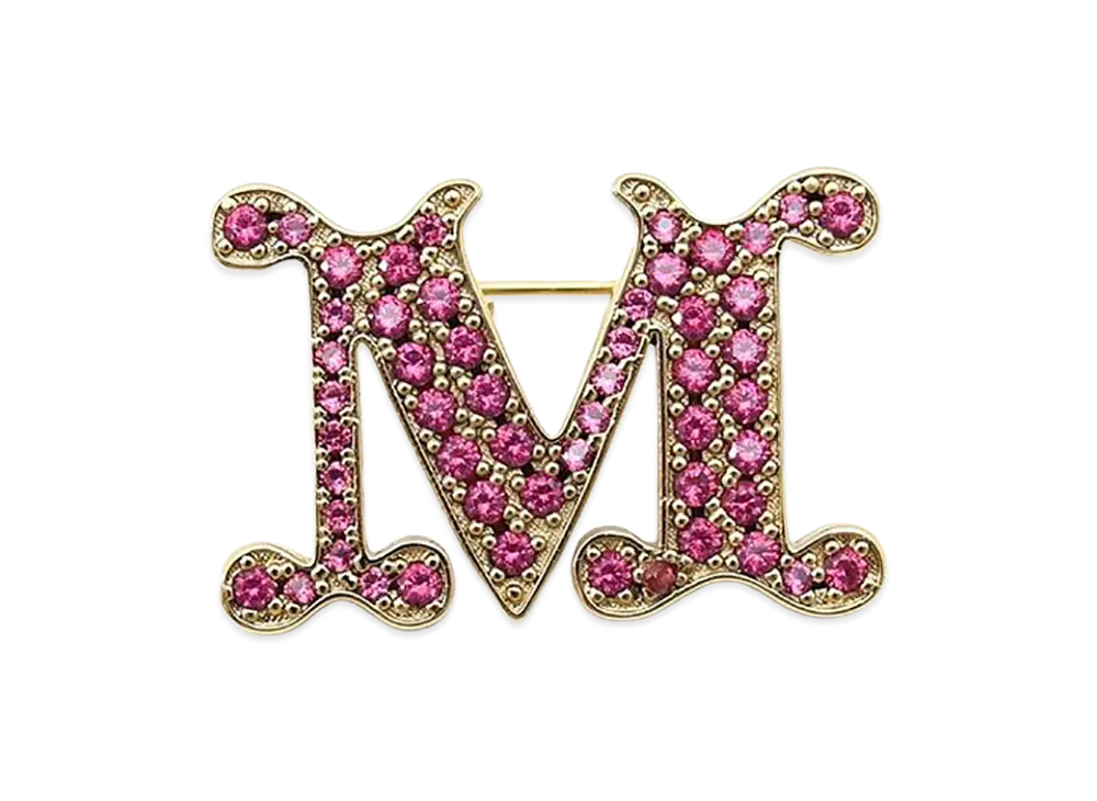 Max Mara Women's Facella Crystal Monogram Brooch "Rose"
