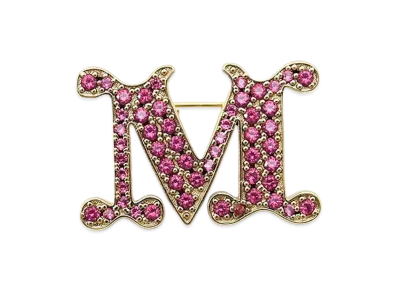 Max Mara Women's Facella Crystal Monogram Brooch "Rose"