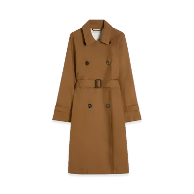 Max Mara Women's Double-Breasted Water-Repellent Twill Trench Coat "Tobacco"