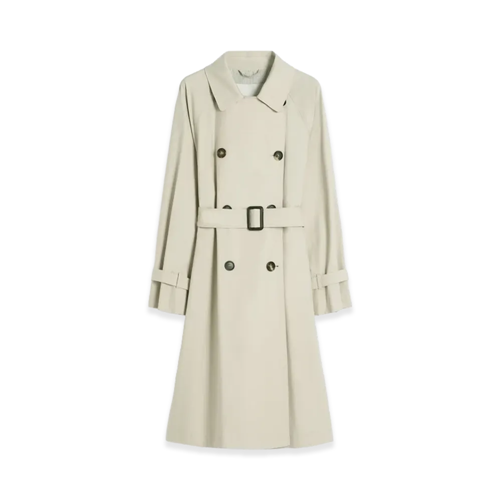 Max Mara Women's Double-Breasted Water-Repellent Twill Trench Coat "Natural"
