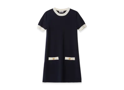 MIU MIU Women's Crew Neck Cashmere Dress "Navy"