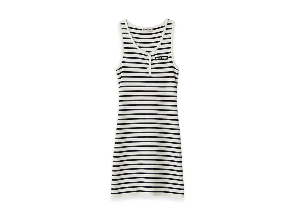 MIU MIU Women's Cotton Mini Dress "White/Blue"