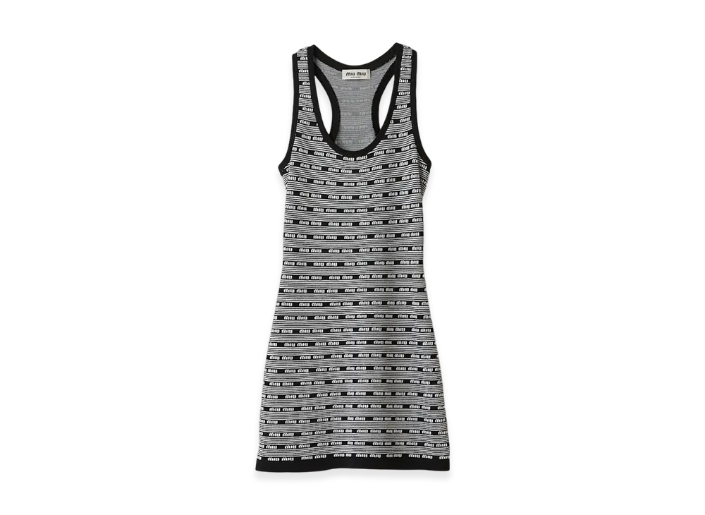 MIU MIU Women's Viscose Mini Dress "Black/White"