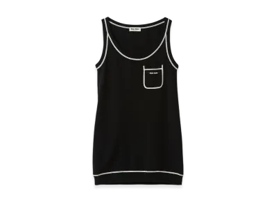 MIU MIU Women's Scoop Neck Cotton Tank Dress "Black/White"