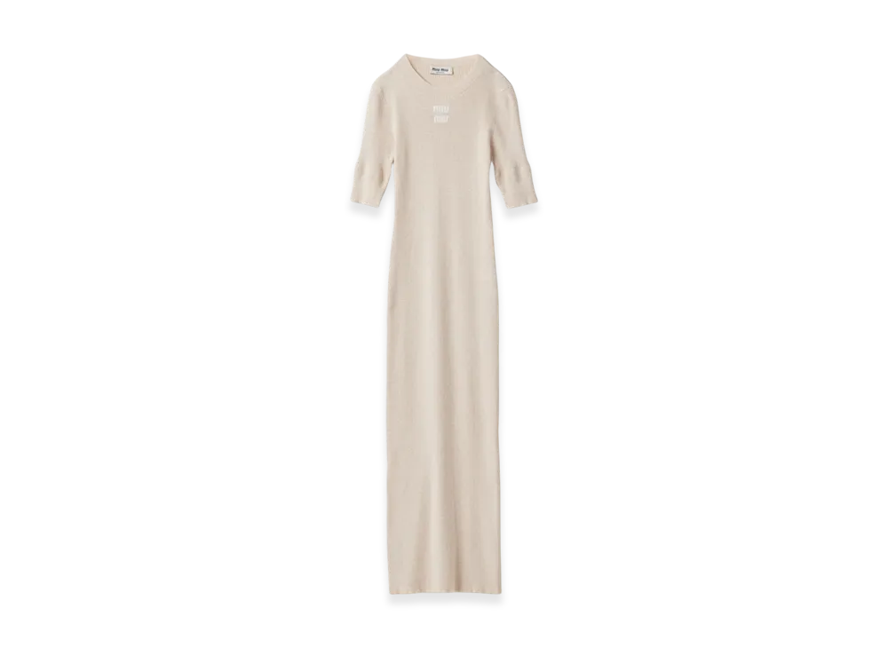 MIU MIU Women's Cotton Knit Dress "Ivory"