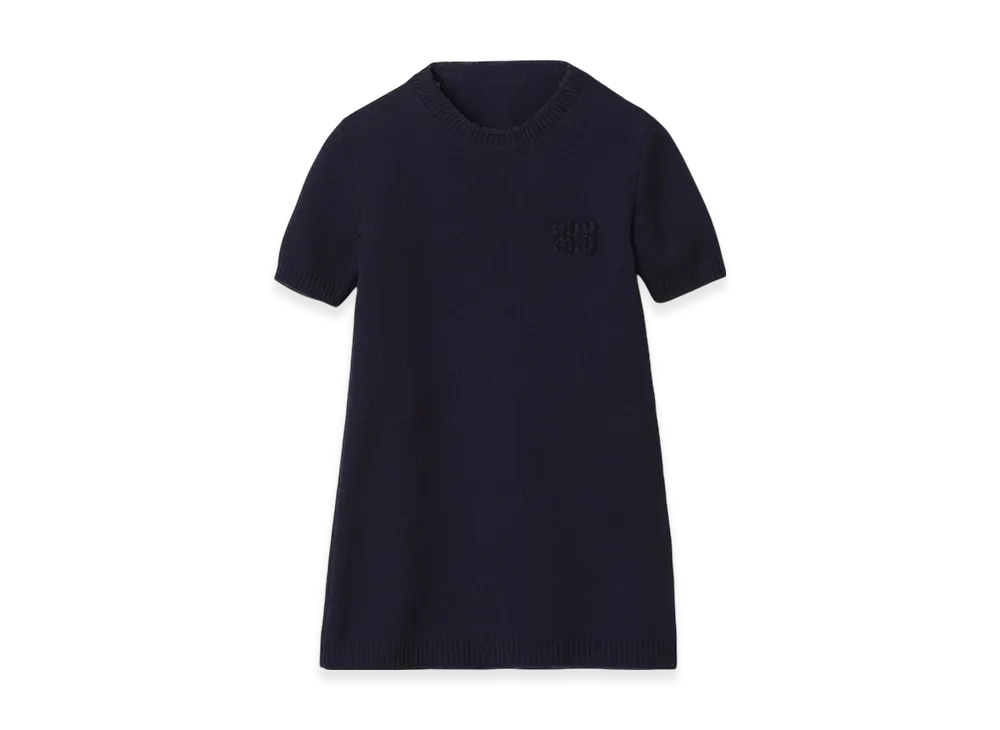 MIU MIU Women's Wool and Nylon Mini Dress "Navy"