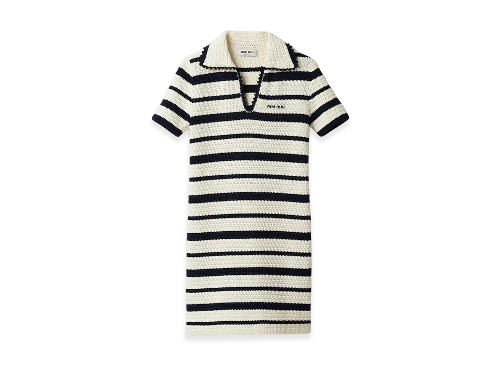 MIU MIU Women's Cotton Polo Dress "White/Blue"