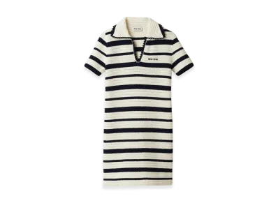 MIU MIU Women's Cotton Polo Dress "White/Blue"