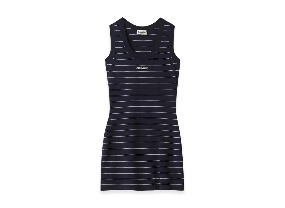 MIU MIU Women's Viscose Mini-Dress "Blue/White"