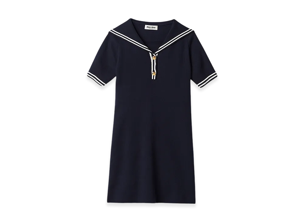 MIU MIU Women's Cotton Mini Dress "Blue/White"