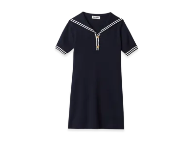 MIU MIU Women's Cotton Mini Dress "Blue/White"
