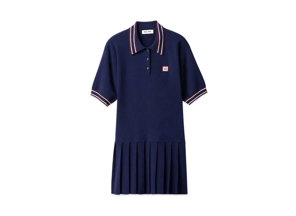 MIUMIU Wool and Cashmere Polo Dress "Navy"