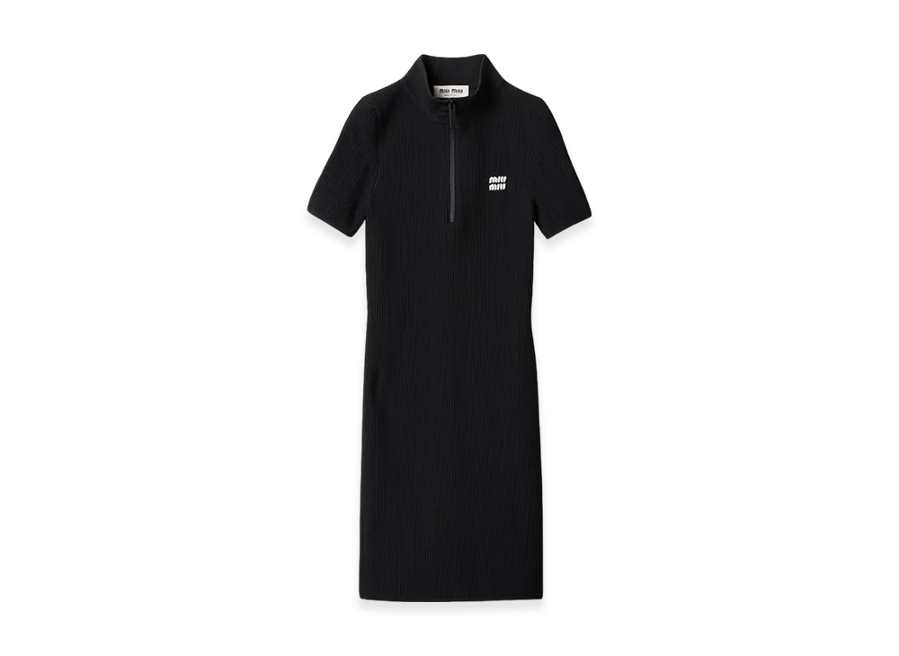 MIU MIU Women's Viscose Turtleneck Mini Dress "Black"